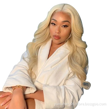Brazilian 13by4 body Wave Blonde lace Wigs Human Hair Cuticle Aligned Virgin Hair Transparent Lace Frontal Wigs For Black Women